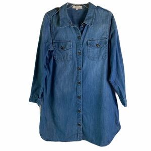 VINCE CAMUTO Denim Chambray Dress Long Sleeve